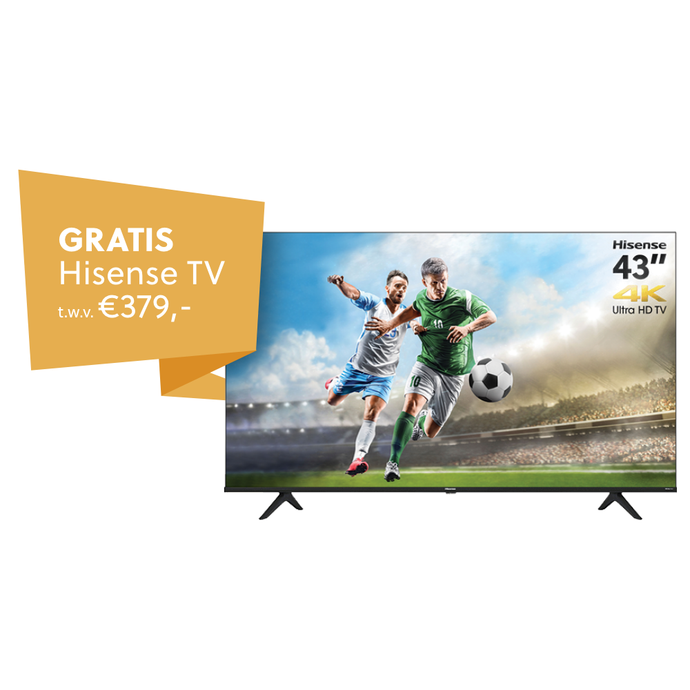 €50,- Cashback + Gratis Hisense 43" Smart TV t.w.v. 